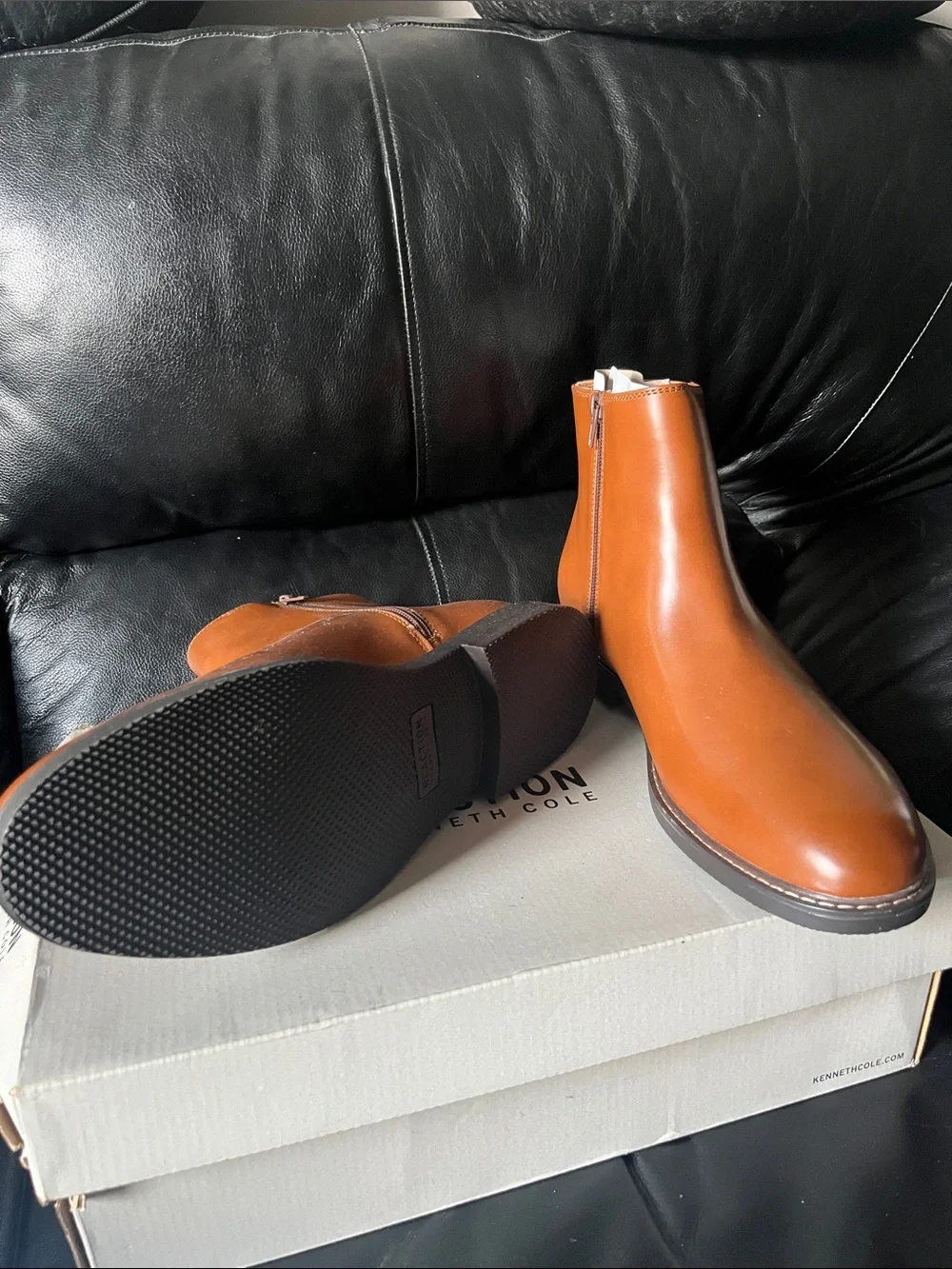 Kenneth Cole Men’s Cognac  Chukka Zip Boots